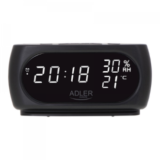 Adler | Clock with Thermometer | AD 1186 | Black Adler | Clock with Thermometer | AD 1186 | Black