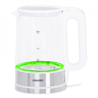 Mesko | Kettle | MS 1301w | Electric | 1850 W | 1.7 L | Glass/Stainless steel | 360 rotational base | White Mesko | Kettle | MS 1301w | Electric | 1850 W | 1.7 L | Glass/Stainless steel | 360 rotational base | White