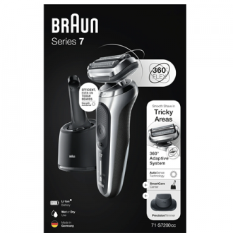 Braun | Shaver | 71-S7200cc | Operating time (max) 50 min | Wet & Dry | Silver/Black Braun | Shaver | 71-S7200cc | Operating time (max) 50 min | Wet & Dry | Silver/Black