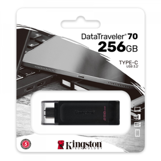 Kingston | USB Flash Drive | DataTraveler 70 | 256 GB | USB 3.2 Gen 1 Type-C | Black Kingston | USB Flash Drive | DataTraveler 70 | 256 GB | USB 3.2 Gen 1 Type-C | Black