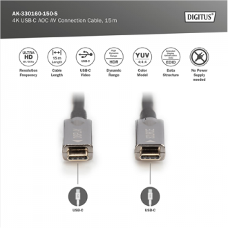 Digitus 4K USB Type-C AOC AV Connection Cable | AK-330160-150-S Digitus 4K USB Type-C AOC AV Connection Cable | AK-330160-150-S
