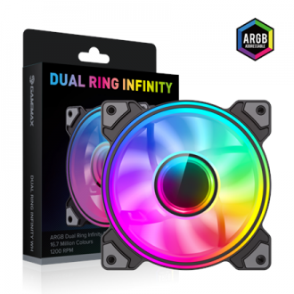 Gamemax Case Fan | DUAL RING INFINITY BK | Black Gamemax Case Fan | DUAL RING INFINITY BK | Black