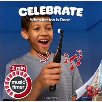 Oral-B Electric Toothbrush with Travel Case, 6Y+ | iO Kids Marvel Spiderman | Rechargeable | For kids | Number of brush heads in