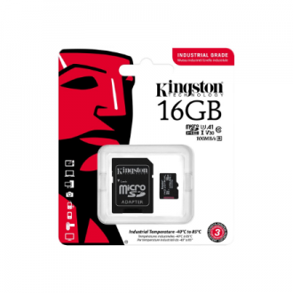 Kingston | UHS-I | 16 GB | microSDHC/SDXC Industrial Card | Flash memory class Class 10, UHS-I, U3, V30, A1 | SD Adapter Kingston | UHS-I | 16 GB | microSDHC/SDXC Industrial Card | Flash memory class Class 10, UHS-I, U3, V30, A1 | SD Adapter