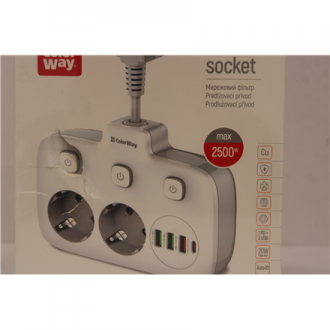 SALE OUT. ColorWay CW-CHE24PDW Power Socket: 2xEU plugs/3xUSB-A/1xUSB-C White 2.5M | ColorWay Power Socket | CW-CHE24PDW | DAMAG