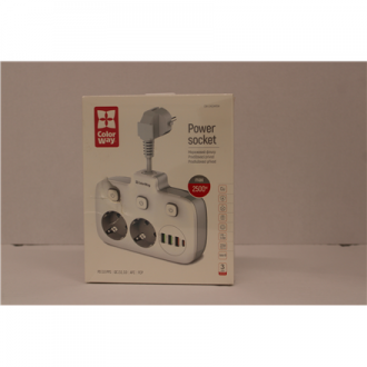 SALE OUT. ColorWay CW-CHE24PDW Power Socket: 2xEU plugs/3xUSB-A/1xUSB-C White 2.5M | ColorWay Power Socket | CW-CHE24PDW | DAMAG