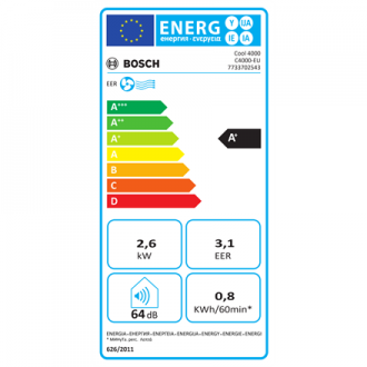 Bosch Mobile Air Conditioner | Cool 4000 | Suitable for rooms up to 85 m | White/Black