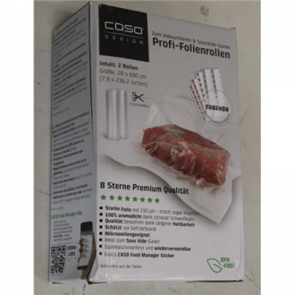 SALE OUT. Caso Roll for Vacuum sealer 20x600cm | Caso | Foil rolls | 01221 | 2 units | Dimensions (W x L) 20 x 600 cm | Transpar SALE OUT. Caso Roll for Vacuum sealer 20x600cm | Caso | Foil rolls | 01221 | 2 units | Dimensions (W x L) 20 x 600 cm | Transpar