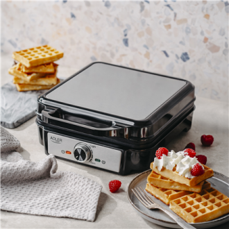 Adler Waffle Maker | AD 3083 | 1800 W | Number of pastry 4 | Belgium | Silver/Black Adler Waffle Maker | AD 3083 | 1800 W | Number of pastry 4 | Belgium | Silver/Black