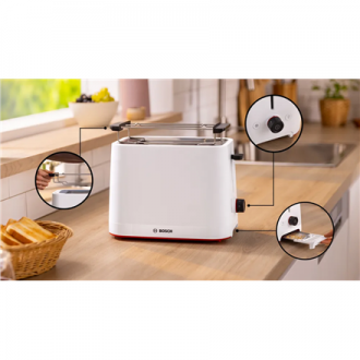 Bosch Compact Toaster | TAT3M121 MyMoment | Number of slots 2 | Housing material Plastic | White Bosch Compact Toaster | TAT3M121 MyMoment | Number of slots 2 | Housing material Plastic | White