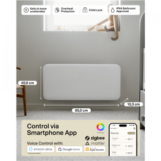 Mill Invisible Smart WiFi Heater | PA1500WIFI4 | Panel Heater | 1500 W | Suitable for rooms up to 18-22 m | White | IPX4 Mill Invisible Smart WiFi Heater | PA1500WIFI4 | Panel Heater | 1500 W | Suitable for rooms up to 18-22 m | White | IPX4