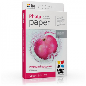 ColorWay Photo Paper, 50 sheets | Premium High Glossy | 255 g/m | 10x15