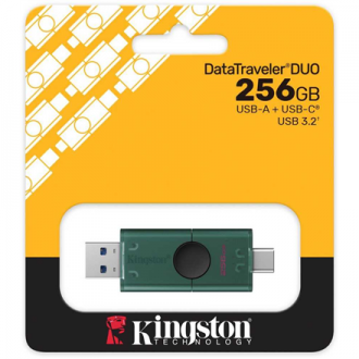 Kingston USB Flash Drive | DataTraveler Duo | 256 GB | USB Type-A and USB Type-C | Black/Green Kingston USB Flash Drive | DataTraveler Duo | 256 GB | USB Type-A and USB Type-C | Black/Green