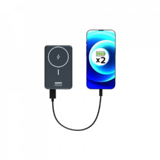 PORT CONNECT | USB-C external battery PD, Wireless Qi2 | 10000 mAh | Blue PORT CONNECT | USB-C external battery PD, Wireless Qi2 | 10000 mAh | Blue