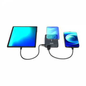 PORT CONNECT | USB-C external battery PD, Wireless Qi2 | 10000 mAh | Blue PORT CONNECT | USB-C external battery PD, Wireless Qi2 | 10000 mAh | Blue
