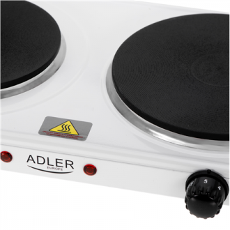 Adler Hot Plate | AD 6520 | Number of burners/cooking zones 2 | White | Electric Adler Hot Plate | AD 6520 | Number of burners/cooking zones 2 | White | Electric