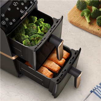 Philips Dual Basket Airfryer | NA462/70 4000 Series | Power 2750 W | Capacity 10 L | Rapid Air technology | Black