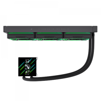Gamemax CPU Liquid Cooler | HAILSTORM 360 LCD BK | Black Gamemax CPU Liquid Cooler | HAILSTORM 360 LCD BK | Black