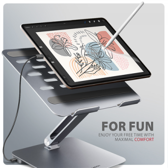 AXAGON Desk Mount | HMC-STND USB-C 5Gbps Stand and Hub 7in1 | Adjustable Height, Tilt | 10-16 