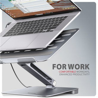 AXAGON Desk Mount | HMC-STND USB-C 5Gbps Stand and Hub 7in1 | Adjustable Height, Tilt | 10-16 