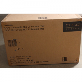 SALE OUT. Caso | Microwave oven | MCG 25 | Free standing | 25 L | 900 W | Convection | Grill | Black, Stainless steel | DAMAGED 