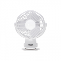 Adler Rechargeable fan with clip | AD 7335 | Table Fan | 6 W | Diameter 12.7 cm | Number of speeds 3 | Oscillation | White 