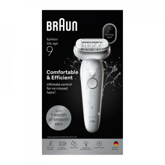 Braun Epilator | Silk- pil 9 SES9-000 | Operating time (max) 50 min | Number of power levels 2 | Wet & Dry | White/Silver