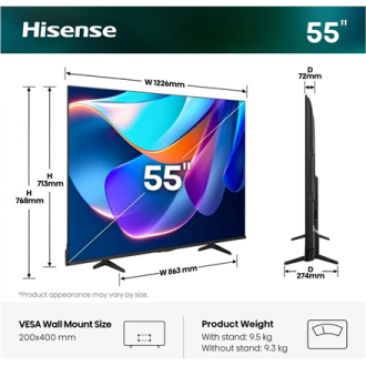 Hisense TV | 55A6S | 55 | Smart TV | VIDAA Smart OS | UHD | Black Hisense TV | 55A6S | 55 | Smart TV | VIDAA Smart OS | UHD | Black