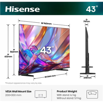 Hisense TV | 43E7S | 43 | Smart TV | VIDAA Smart OS | UHD | Black Hisense TV | 43E7S | 43 | Smart TV | VIDAA Smart OS | UHD | Black
