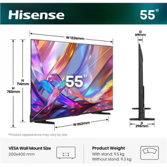 Hisense TV | 55E7S | 55 | Smart TV | VIDAA Smart OS | UHD | Black Hisense TV | 55E7S | 55 | Smart TV | VIDAA Smart OS | UHD | Black