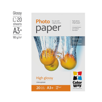ColorWay Photo Paper, 20 sheets | High Glossy | 180 g/m | A3+