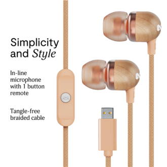 Marley Wired Earbuds | Smile Jamaica | Built-in microphone | USB Type-C | Copper Marley Wired Earbuds | Smile Jamaica | Built-in microphone | USB Type-C | Copper
