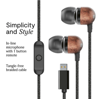 Marley Wired Earbuds | Smile Jamaica | Built-in microphone | USB Type-C | Signature Black Marley Wired Earbuds | Smile Jamaica | Built-in microphone | USB Type-C | Signature Black