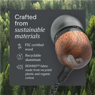 Marley Wired Earbuds | Smile Jamaica | Built-in microphone | USB Type-C | Signature Black Marley Wired Earbuds | Smile Jamaica | Built-in microphone | USB Type-C | Signature Black