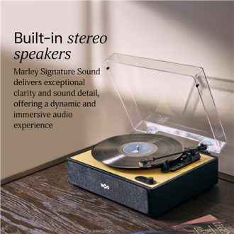 Marley Turntable with Built-In Stereo Speakers | Rise Up | Bluetooth In/Out Marley Turntable with Built-In Stereo Speakers | Rise Up | Bluetooth In/Out