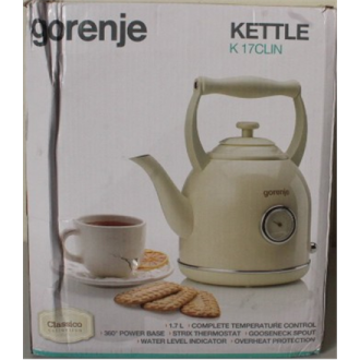 SALE OUT. | SALE OUT. | Gorenje | Kettle | K17CLIN | Electric | 2000 W | 1.7 L | Plastic/Metal | 360 rotational base | Ivory | D SALE OUT. | SALE OUT. | Gorenje | Kettle | K17CLIN | Electric | 2000 W | 1.7 L | Plastic/Metal | 360 rotational base | Ivory | D