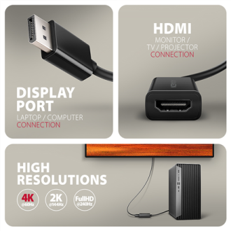 AXAGON Active adapter RVD-HI20N | DisplayPort to HDMI | 0.15 m AXAGON Active adapter RVD-HI20N | DisplayPort to HDMI | 0.15 m