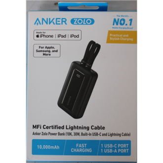 SALE OUT. | Anker Power Bank | A1680G11 | 10000 mAh | USB-C 30W, Lightning 27W | Built-In USB-C and Lightning Cables | Black | D SALE OUT. | Anker Power Bank | A1680G11 | 10000 mAh | USB-C 30W, Lightning 27W | Built-In USB-C and Lightning Cables | Black | D