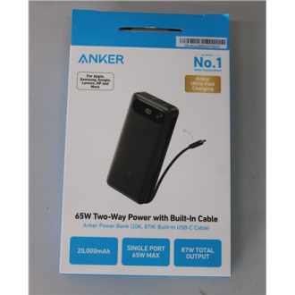 SALE OUT. Anker Power Bank 65W | A1383H11 | 20000 mAh | Black | UNPACKED, SCRATCHES SALE OUT. Anker Power Bank 65W | A1383H11 | 20000 mAh | Black | UNPACKED, SCRATCHES