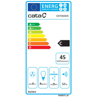 CATA Hood | EXTENDER 600 | Telescopic | Energy efficiency class C | Width 60 cm | 390 m /h | Mechanical | ECOLED | Stainless Ste CATA Hood | EXTENDER 600 | Telescopic | Energy efficiency class C | Width 60 cm | 390 m /h | Mechanical | ECOLED | Stainless Ste