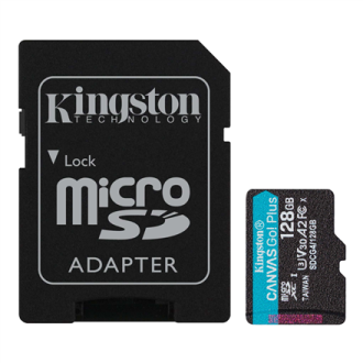 Kingston | Canvas Go! Plus | 128 GB | microSD | Flash memory class Class 10, UHS-I, U3, V30, A2 Kingston | Canvas Go! Plus | 128 GB | microSD | Flash memory class Class 10, UHS-I, U3, V30, A2