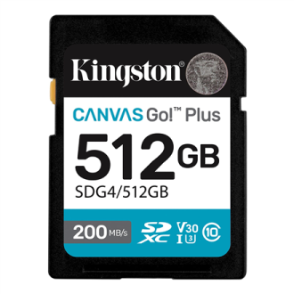 Kingston | Canvas Go! Plus | 512 GB | SD | Flash memory class Class 10, UHS-I, U3, V30 Kingston | Canvas Go! Plus | 512 GB | SD | Flash memory class Class 10, UHS-I, U3, V30