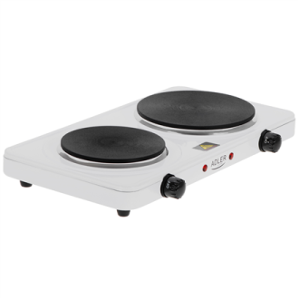 Adler Hot Plate | AD 6520 | Number of burners/cooking zones 2 | Electric | White Adler Hot Plate | AD 6520 | Number of burners/cooking zones 2 | Electric | White
