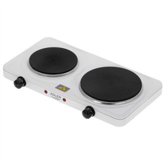 Adler Hot Plate | AD 6520 | Number of burners/cooking zones 2 | Electric | White Adler Hot Plate | AD 6520 | Number of burners/cooking zones 2 | Electric | White