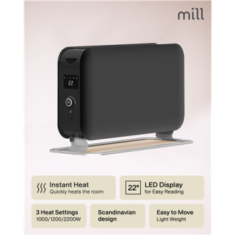 Mill Instant Max Led Portable Heater | CO2200LEDMAXBLACK | Convection Heater | 2200 W | Number of power levels 3 | Suitable for Mill Instant Max Led Portable Heater | CO2200LEDMAXBLACK | Convection Heater | 2200 W | Number of power levels 3 | Suitable for