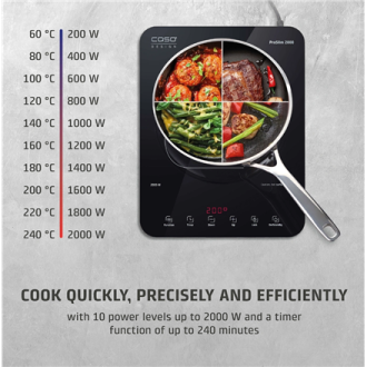 Caso Mobile Single Hob | ProSlim 2000 | Induction | Number of burners/cooking zones 1 | Touch | Timer | Black Caso Mobile Single Hob | ProSlim 2000 | Induction | Number of burners/cooking zones 1 | Touch | Timer | Black