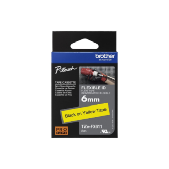 Brother | TZe-FX611 Flexible ID Laminated Tape | Black on Yellow | TZe | 8 m | 6 cm