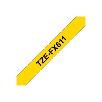 Brother | TZe-FX611 Flexible ID Laminated Tape | Black on Yellow | TZe | 8 m | 6 cm
