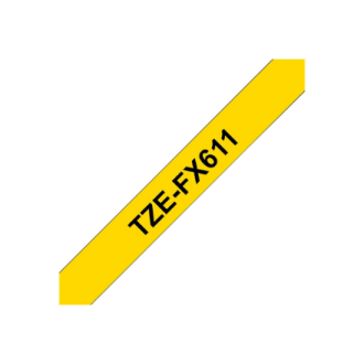 Brother | TZe-FX611 Flexible ID Laminated Tape | Black on Yellow | TZe | 8 m | 6 cm