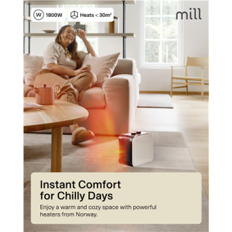 Mill | Compact PTC Fan Heater | CUS1800MECW | PTC Fan | 1800 W | Number of power levels 3 | Suitable for rooms up to 10-30 m | W